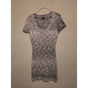 XOXO sweater tunic dress sz L scoop neck marl black white sequin sparkle